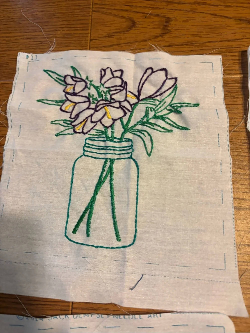 Hand Embroidered Quilt Floral Blocks 12ct